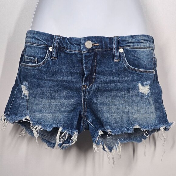 Blank NYC Distressed Frayed Denim Cutoff Shorts Little Queenie Blue Size 25 - Picture 1 of 11
